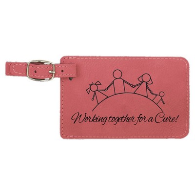 Luggage Tag, Pink Faux Leather, 4 1/4" x 2 3/4"