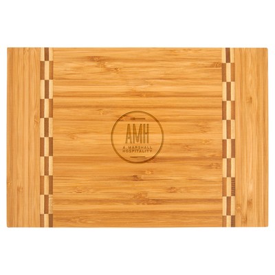 12" x 8¼" Bamboo Cutting Board w/ Butcher Block Inlay