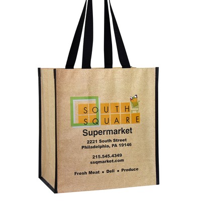 Custom Full-Color Laminated Woven Promotional Tote Bag 12"x16"x8"