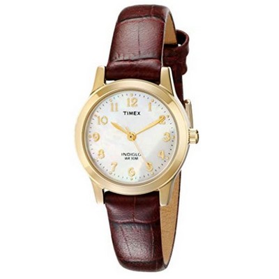 Timex Brown/Gold Elevated Classics Dress Watch W/Mother of Pearl Dial