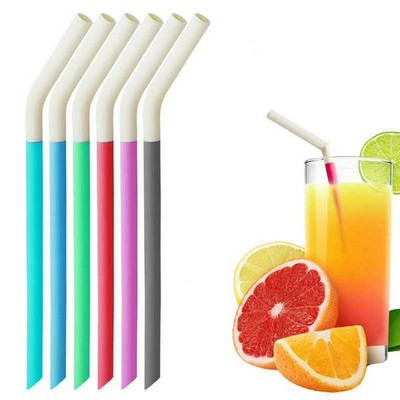 Reusable Duotone Bent Silicone Straw