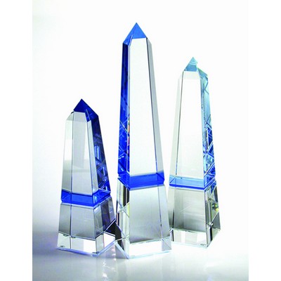 Blue Obelisk Optical Crystal Award 10"H