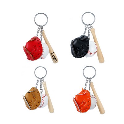 Baseball Bat Glove Keychain