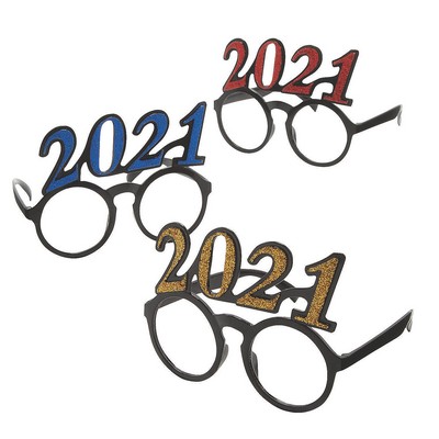 2021 Shaped New Years Eve Festive Round Glasses