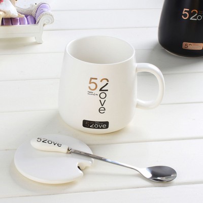 13 Oz. Creative couple ceramic cup / ceramic coffee cup with lid