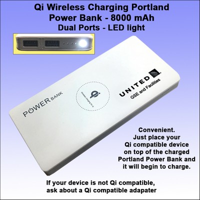 Qi Wireless Charging Portland Power Bank 8000 mAh - White