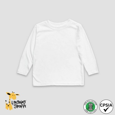 Toddler Long Sleeve Crew Neck T-Shirts White 65% Polyester 35% Cotton- Laughing Giraffe®