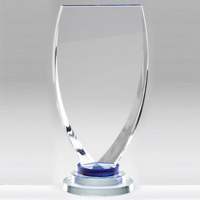 Optical Shield Crystal Award w/3 Ring Base (8¾" x 4½")