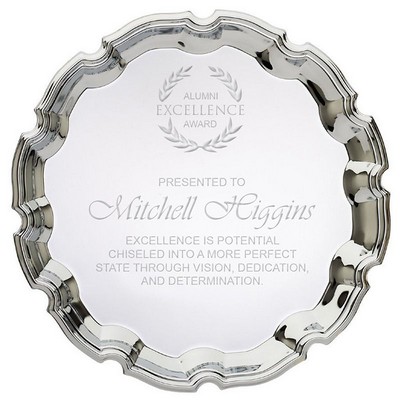 9¾" Chippendale Chrome Plated Engravable Tray