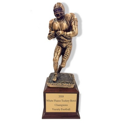 12" Antique Brass Electroplated Football Player Trophy