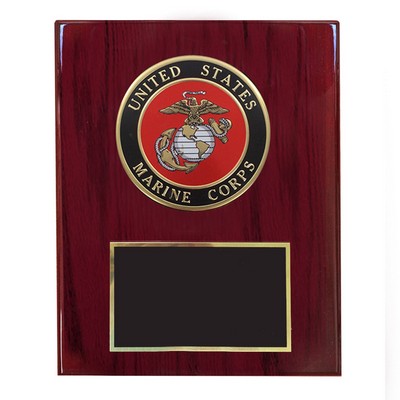 U.S. Marine Corps Plaque w/4" Embossed Medallion (8" x 10")