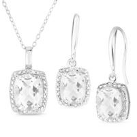 Jilco Inc. Diamond & White Topaz Sterling Silver Earring & Necklace Set