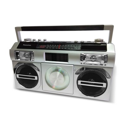 Studebaker Silver Portable Boombox w/USB MP3 Player Port