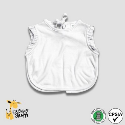 Baby 2-PLY Ruffle Trim Apron Bib White 65% Polyester 35% Cotton- Laughing Giraffe®