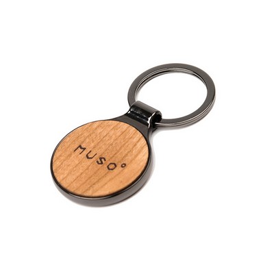 Premium Wood & Steel Keychain (Circular)