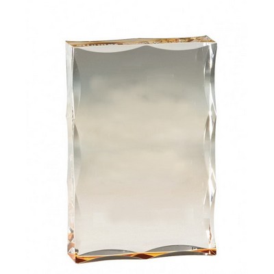 Scalloped Edge Rectangular Acrylic Paperweight Award (4"x 5"x 1")