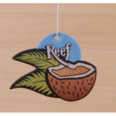 3.75" Die Cut Shape Custom Full Color Printed Air Freshener w/Strawberry Zest Scent