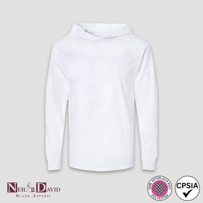 Men's Long Sleeve Hooded T-Shirts - White - 100% Polyester - Neil & David®