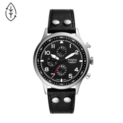 Fossil retro Pilot Chronograph Black Leather Watch