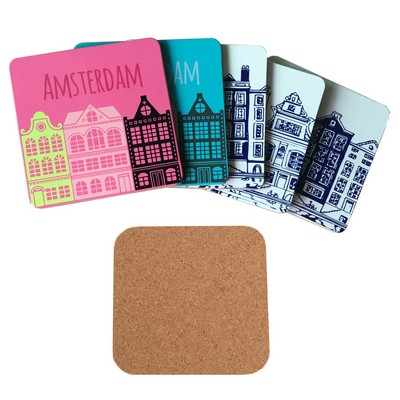 Custom Size Full Color Square Wood Cork Coaster