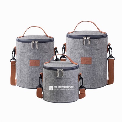 Three Size Round Insulated Lunch Bag With Removable Strap