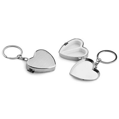 Metal Heart-Shaped Pill Case Keychain