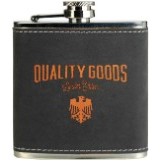 6 Oz. Dark Gray/Orange Textured Stainless Steel Flask