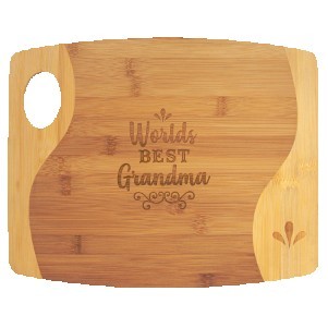 Bamboo Two-Tone Cutting Board w/Handle (14"x11")