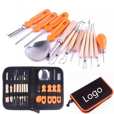 14Pcs Pumpkin Cutting Supplies Tools Kit, Carving tool set, Professional, Packing bag, Engraving,