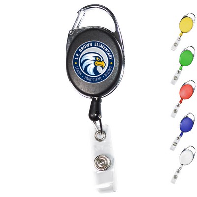 Both Side Plain Oval Carabiner Retractable Badge Reel