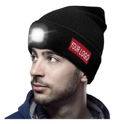 LED Beanie Hat with a Woven Label