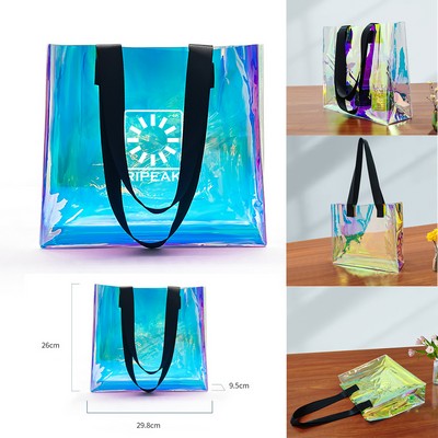 Iridescent PVC Waterproof Shopping Tote Bag (11.74"x10.24")