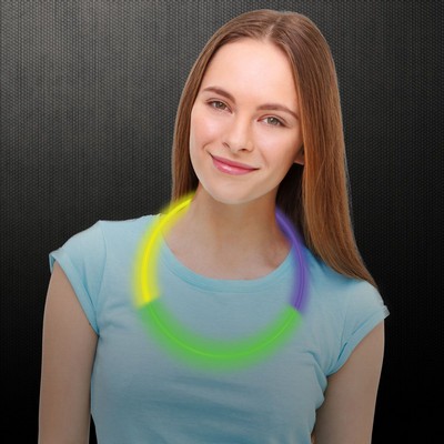 22" Pad Printed Green/Purple/Yellow Superior Glow Necklace