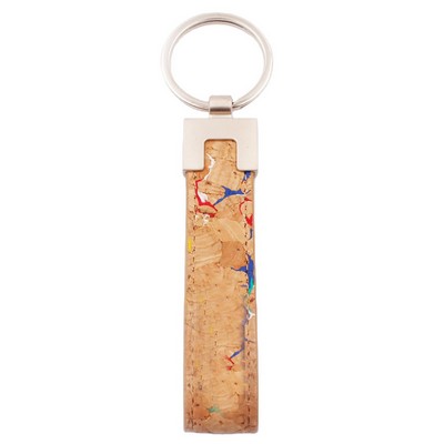 Rectangle Metal Cork Keychain