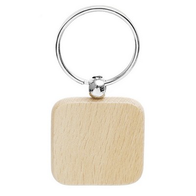 Square Wood Keychain