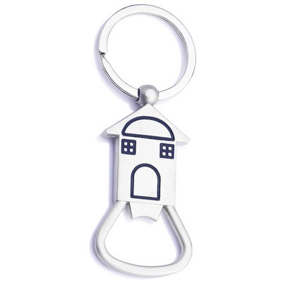 Metal House Bottle Opener Keychain