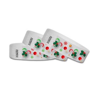 3/4" wide x 10" long - 3/4" Jolly Christmas Multi-Color Wristbands Printed 1/0