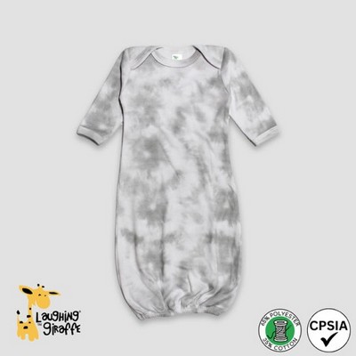 Baby Sleep Gown w/Elastic Bottom White Smoke 65% Polyester 35% Cotton- Laughing Giraffe®