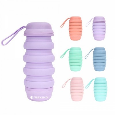 18.5 Oz. Handy Silicone Foldable Water Bottle