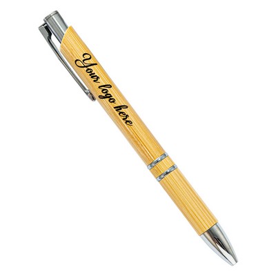 Natural Bamboo Pen W/ Silver Trim