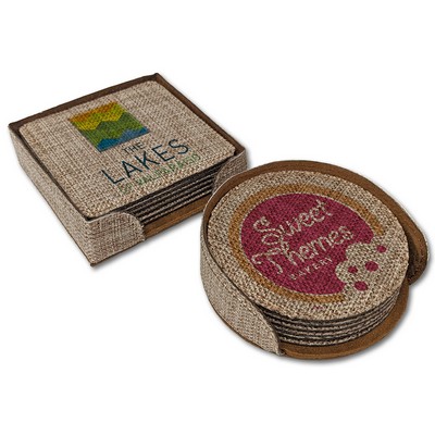 Round Burlap Coaster (Set of 6)