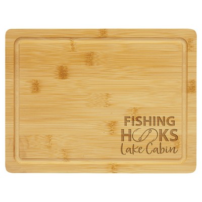 11 1/2" x 8 3/4" Bamboo Cutting Board with Drip Ring