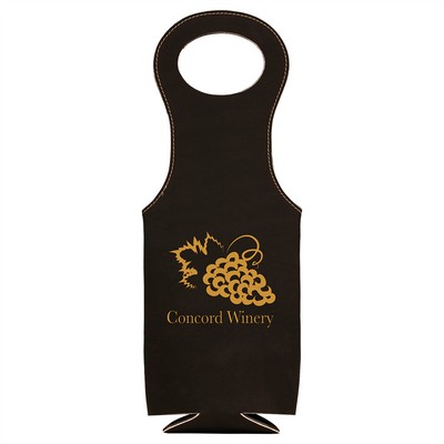 Black/Gold Laserable Leatherette Wine Bag