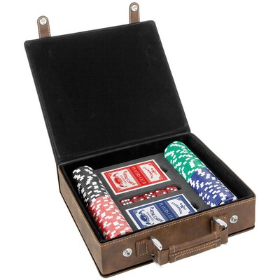 Rustic/Gold Laserable Leatherette 100 Chip Poker Set