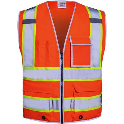 10 Pockets Safety Vest, Class 2 High Visibility Security