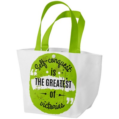 FULL SUBLIMATION 12 OZ POLY CANVAS TOTE BAG - 16.5"W X 13.5"H X 4.75"G; Handle Length: 25"