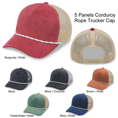 5 Panels Corduroy Rope Trucker Cap