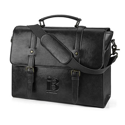 Vintage 15.6 Inch Waterproof PU Leather Laptop Briefcase