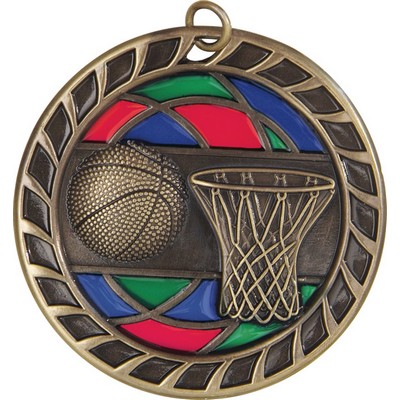 Stained Glass Medal - Medal - Basketball, 2"