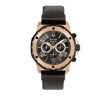 Bulova® Men's Marine Star Rose Gold Watch w/Black Rubber Strap